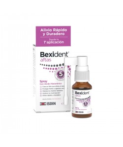 ISDIN Bexident Aftas Spray con Ácido hialurónico y Formadores de film protector, Indicado para aftas y llagas bucales de difícil